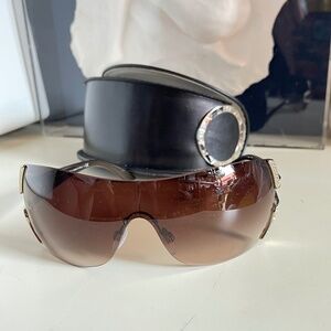 Bvlgari shield gradient Swarovski crystals  sunglasses Y2k